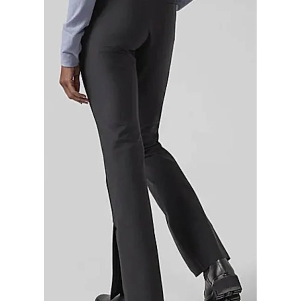 Athleta Stellar Flare Trouser Black High Rise Zipper Hem Pants Size 12